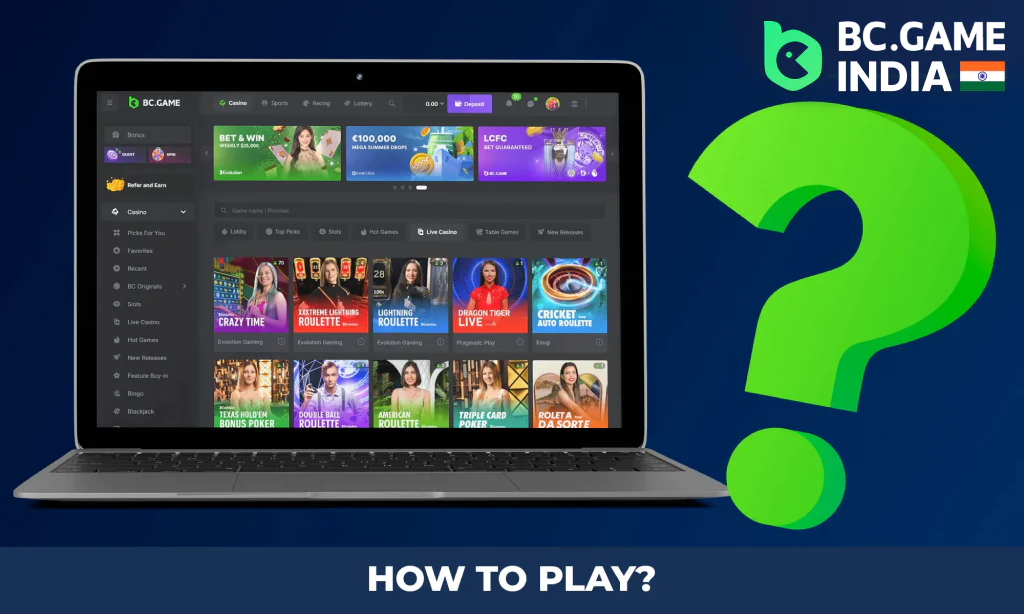 Instructions on how to play at the BC Game online casino